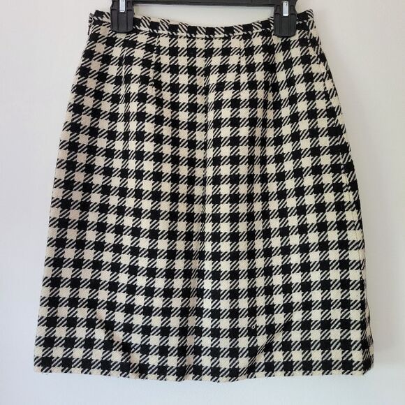 Dana Buchman Black and White A-Line Skirt Pencil 100% Wool 6 - Picture 4 of 8